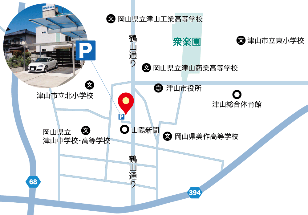 津山高校津山中学ゼミ 地図